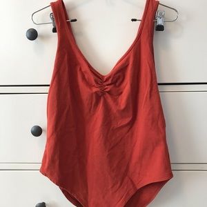 Burnt Orange Sweetheart Neckline Bodysuit